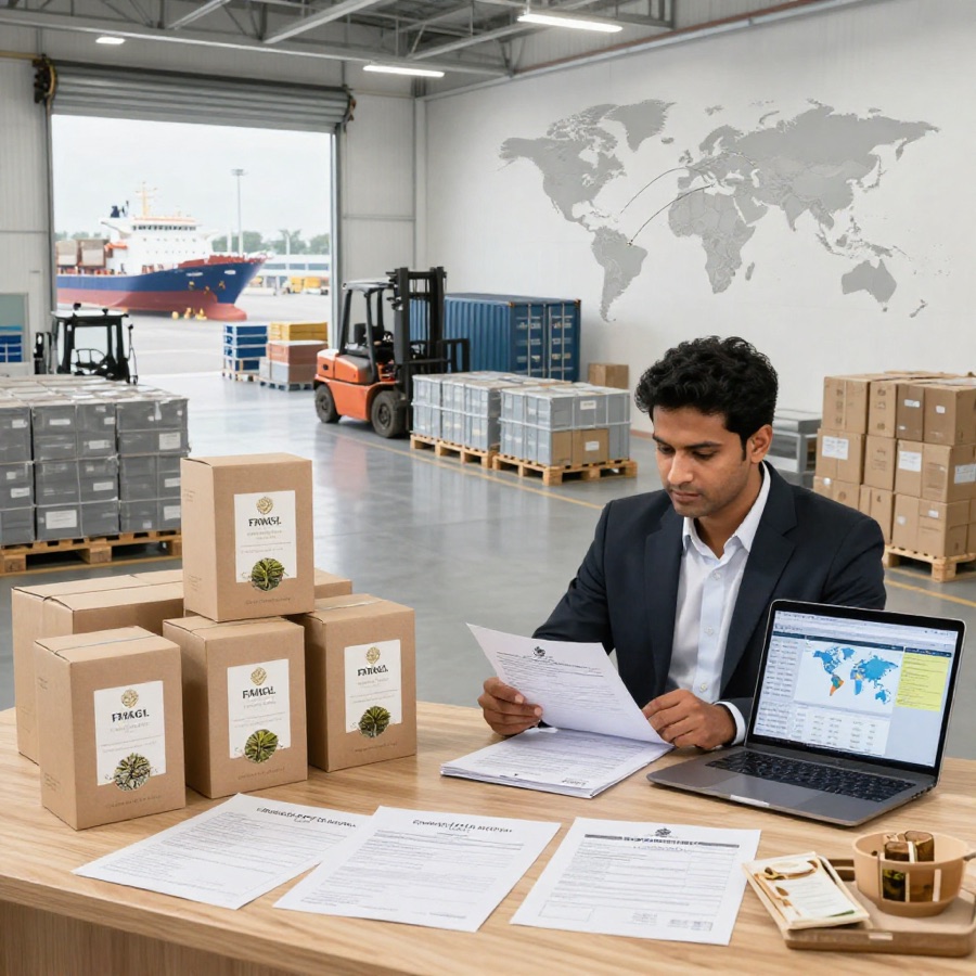 Export documentation and shipping at a KKV Tea & Coffee dispatch bay